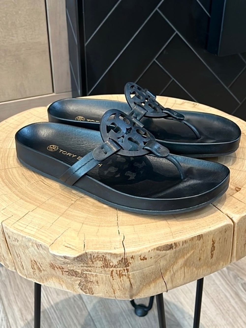 NEW Tory Burch Black Miller Cloud Sandals - Size 8